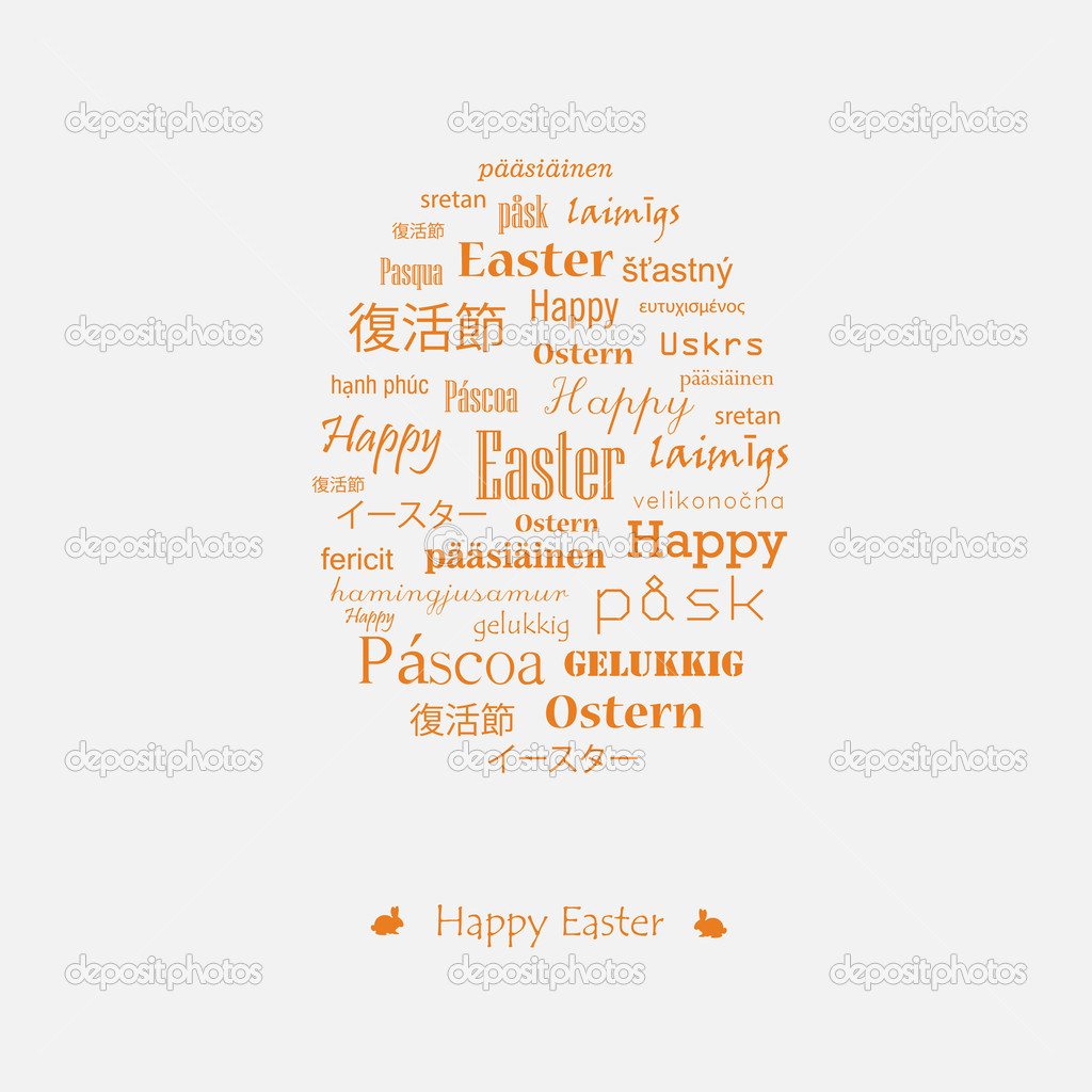 Easter card with greetings in various languages 