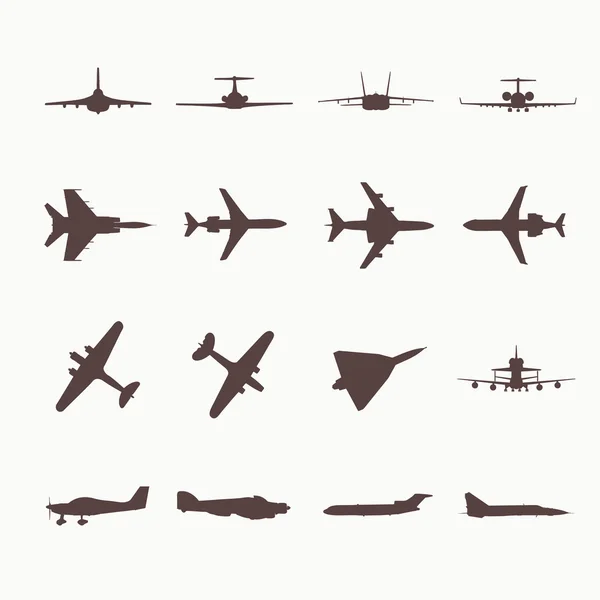 Grande collection de différentes icônes d'avion . — Image vectorielle