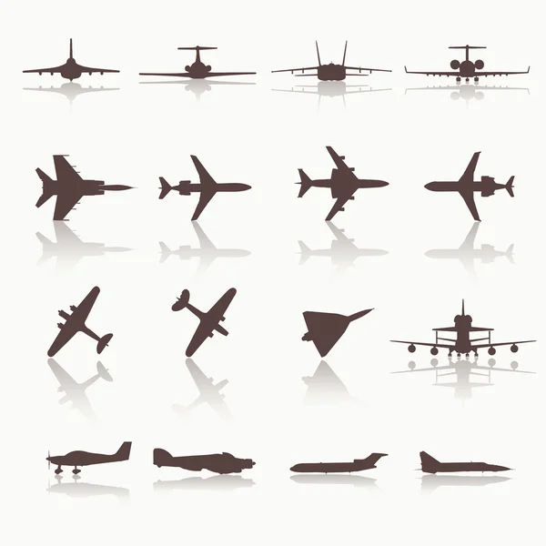 Big collection of different airplane icons. — Stock Vector