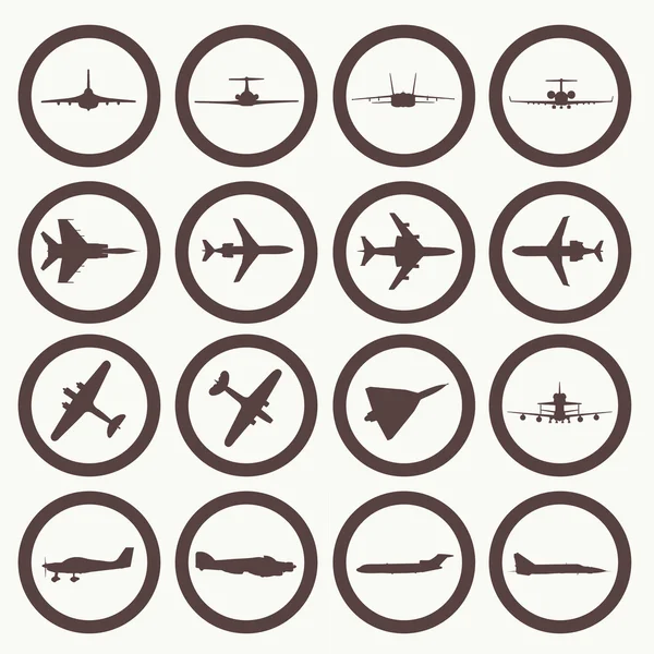 Grande collection de différentes icônes d'avion . — Image vectorielle