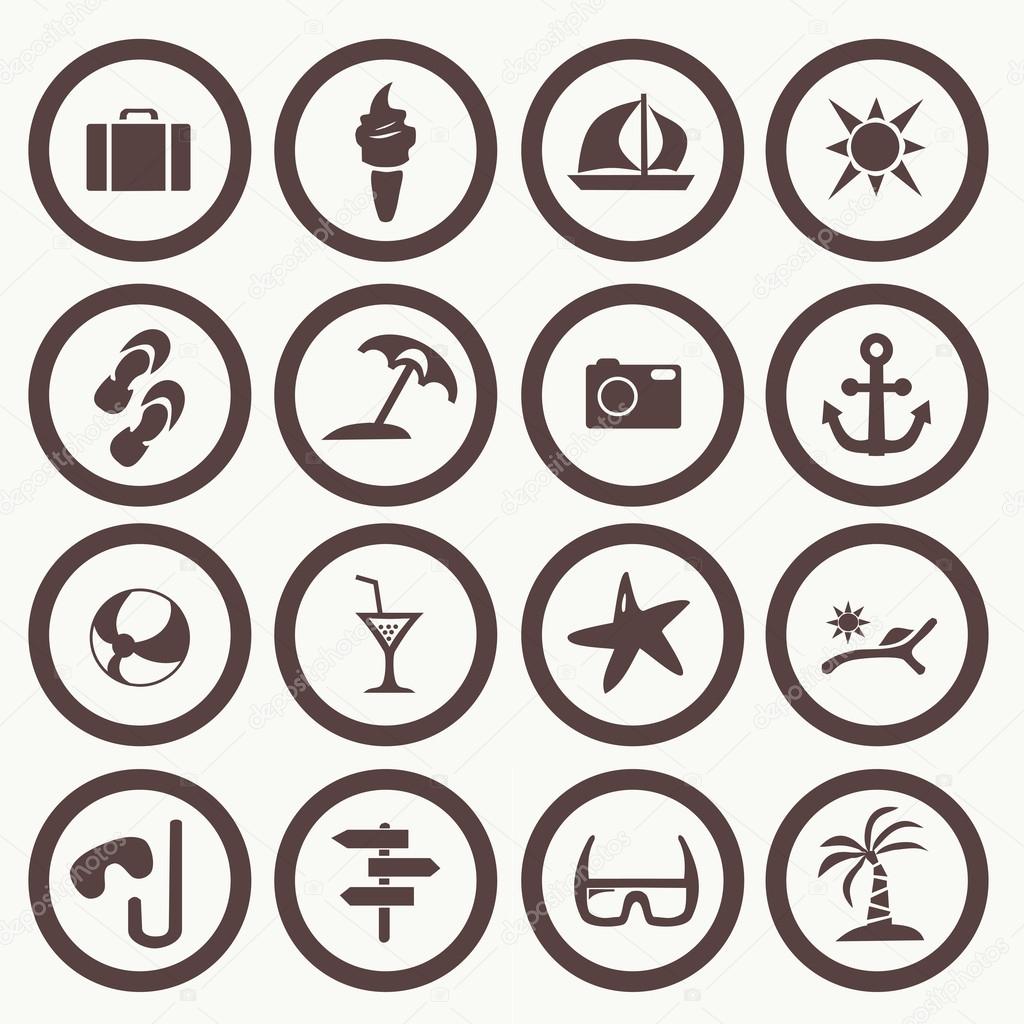 Tourism and summer set icons