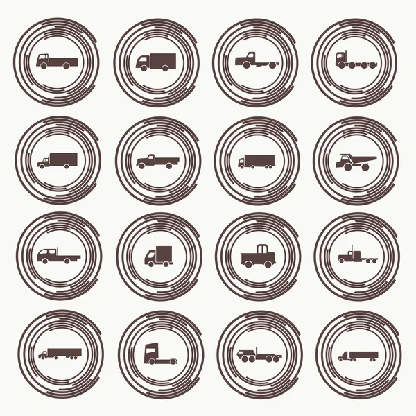 Iconos de camiones de transporte — Vector de stock