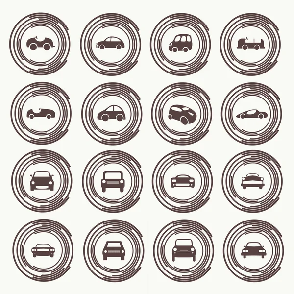 Coches iconos establecer diferentes formas de coche vectorial. — Vector de stock