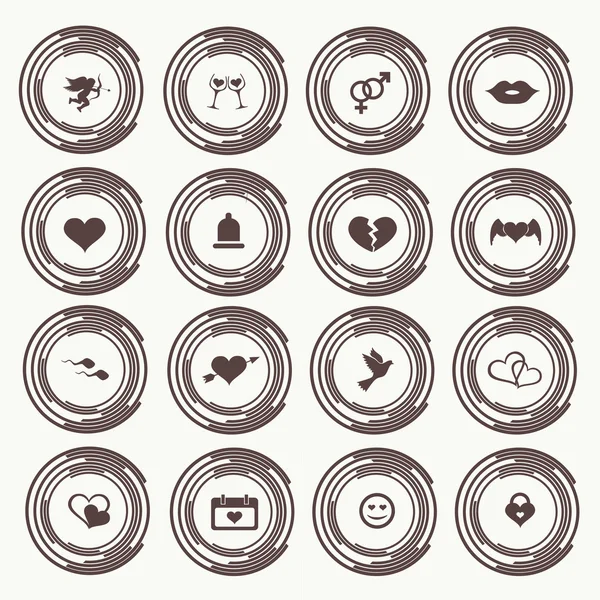 Set Valentine 's day icons, love on the Internet symbols — стоковый вектор