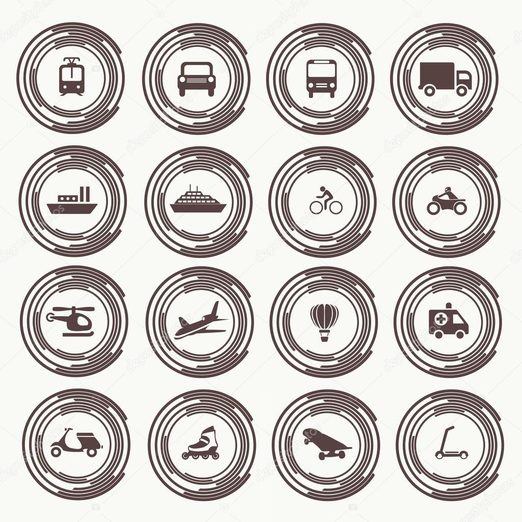 Transportation icons design elements with text