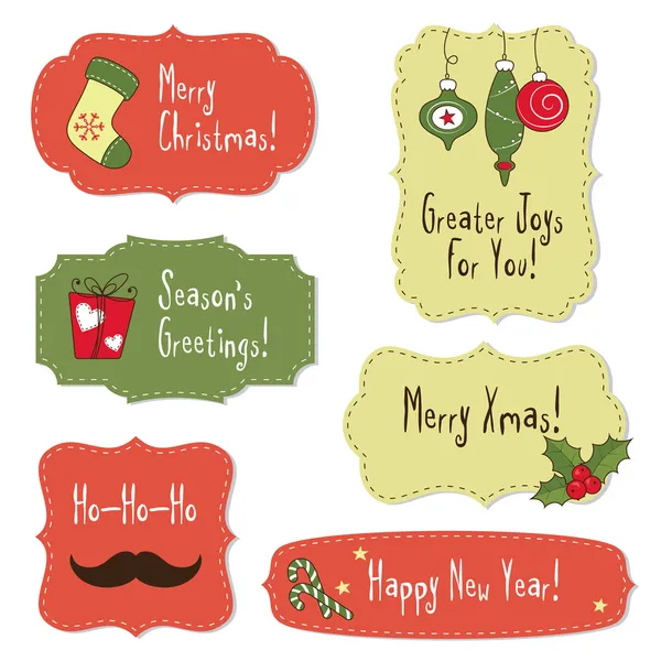 Christmas vintage labels with decoration — Stock Vector