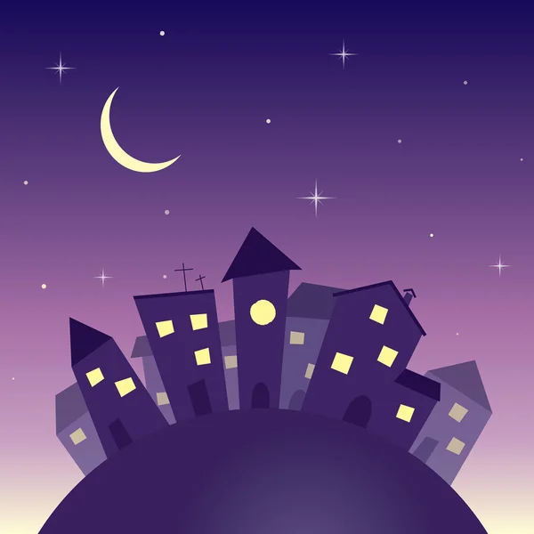 夜の街の漫画 — ストックベクタ