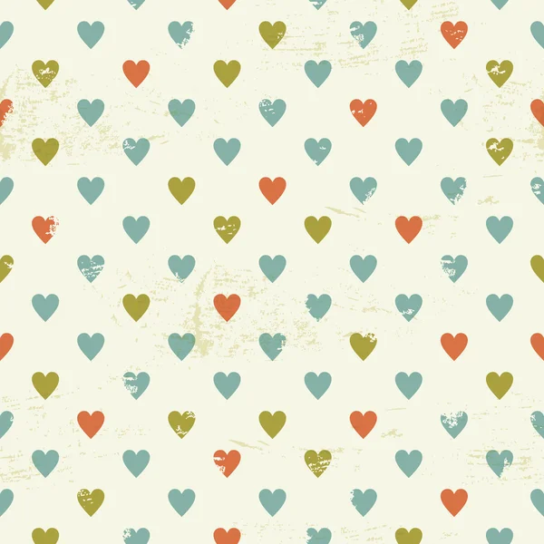 Vintage motif sans couture avec des coeurs — Image vectorielle