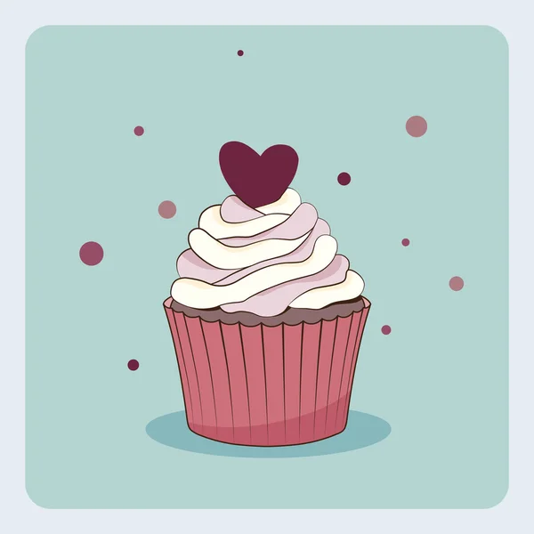 Tarjeta de cumpleaños con cupcake — Vector de stock