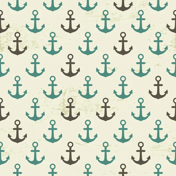 Seamless vintage pattern with anchor — Stock Vector