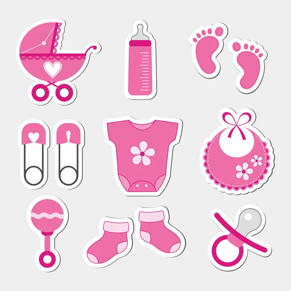 Baby girl icons — Stock Vector