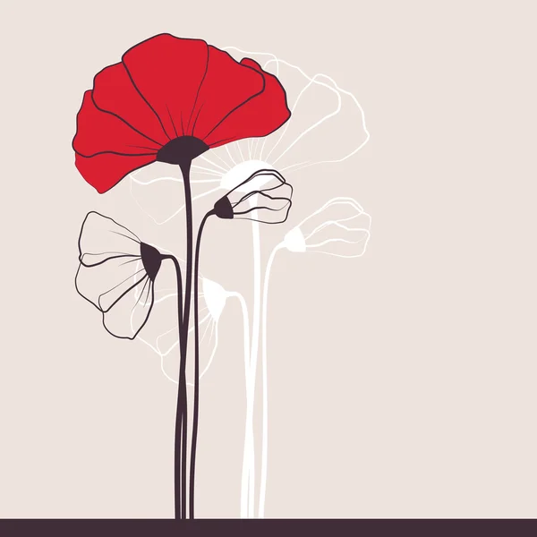 Floral kaart met papaver — Stockvector