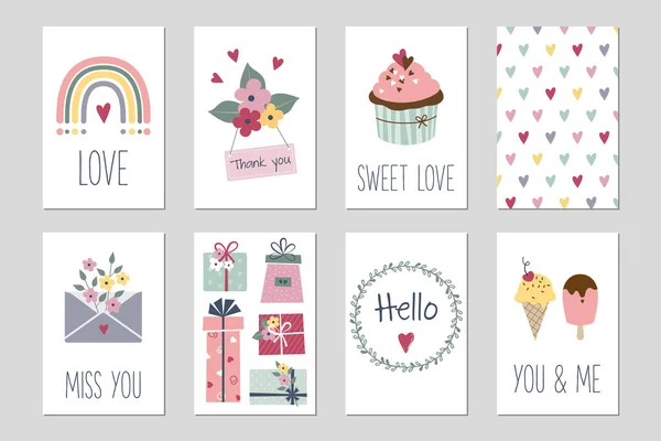 Cartes Voeux Pour Saint Valentin Étiquettes Cadeaux Eléments Conception Vectoriels — Image vectorielle