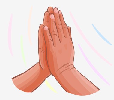 dua eden eller üzerinde beyaz izole vektör