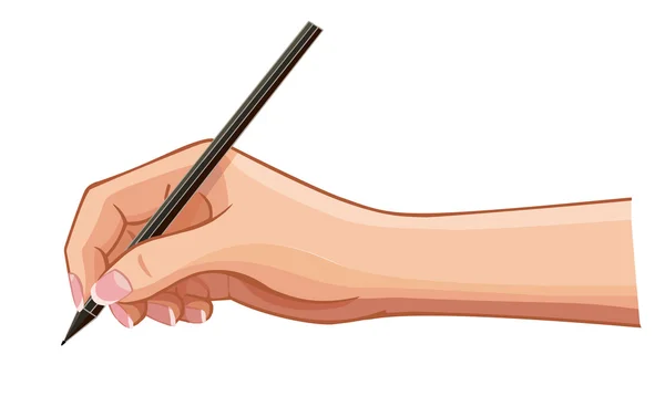 Vector female hand with a pen wrote a message on a horizontal su — Stock Vector