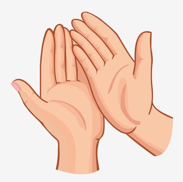 vector female hands carefully holding something isolated on whit