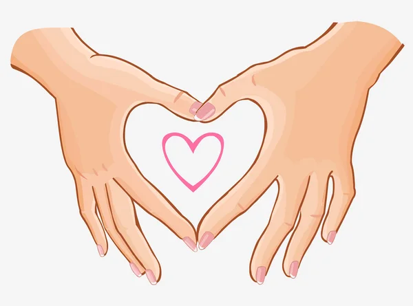 kadının elleri, yapım kalp üzerinde beyaz izole vektör çizim