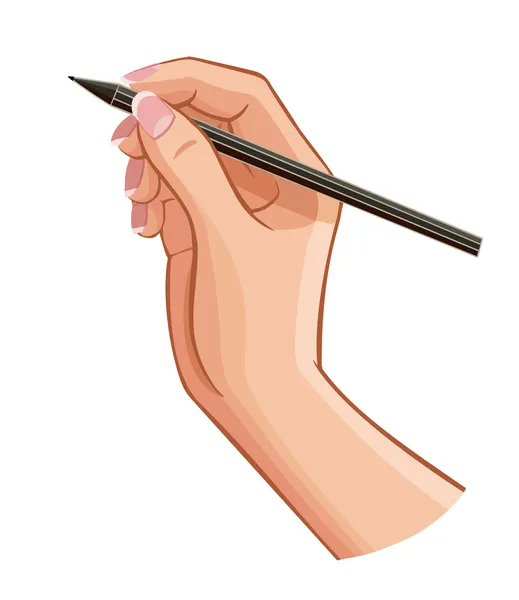 Vector vrouwelijke hand met een pen schreef een bericht op een verticale surf Rechtenvrije Stockillustraties