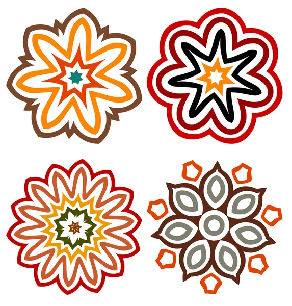 Icônes abstraites de fleurs vectorielles colorées, logo design — Image vectorielle