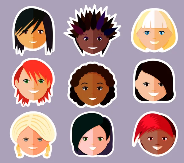 kadınların yüzleri vektör kümesi