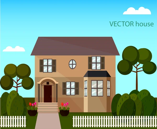 Landskap med vackra hus — Stock vektor
