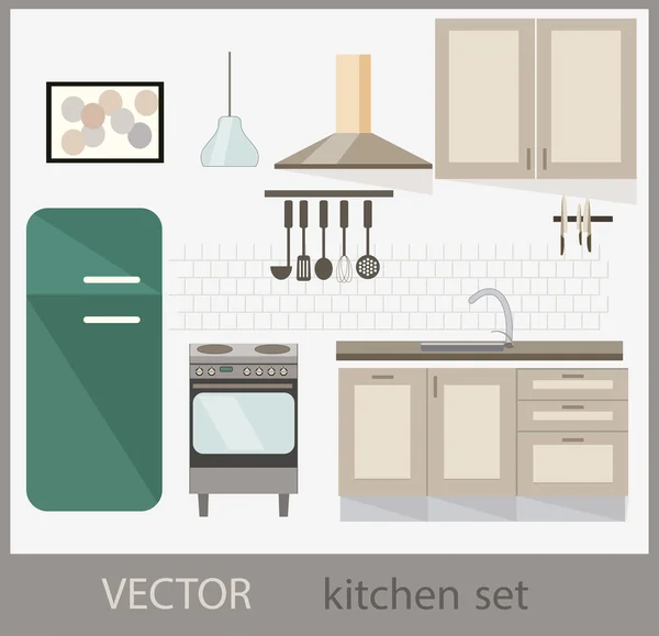 Conjunto vectorial de muebles de cocina — Vector de stock