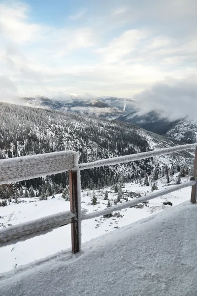 Frozen balcony railing — Stock Photo, Image