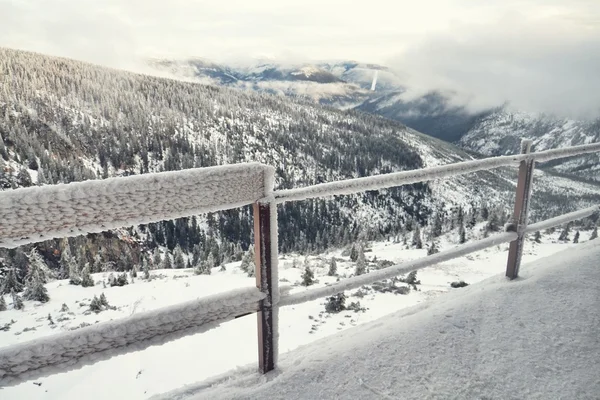 Frozen balcony railing — Stock Photo, Image