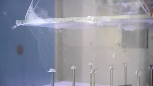 Nanofibras Criadas Com Bicos Nanotecnologia Produção Têxtil Indústria Tempo Real — Vídeo de Stock
