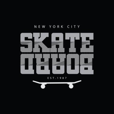 SKATEBOARD çizim tipografisi. Gömlek tasarımı için mükemmel.