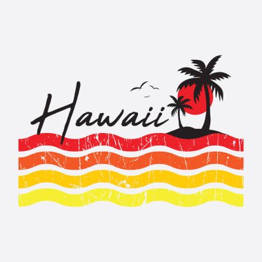 Hawaii çizim tipografisi. Gömlek tasarımı için mükemmel.