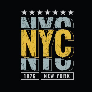 Vector illustration of letter graphic. NYC Newyork city, perfect for designing t-shirts, shirts, hoodies etc.