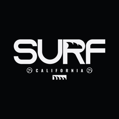 Harf grafiğinin vektör çizimi. SURF, tişört, gömlek, kapüşon vs. tasarlamak için mükemmel.