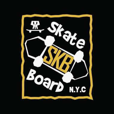 SKATEBOARD çizim tipografisi. Gömlek tasarımı için mükemmel.