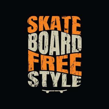 Kaykay vektör illüstrasyonu ve tipografi, tişörtler, kapüşonlular, parmak izleri vs. için mükemmel.