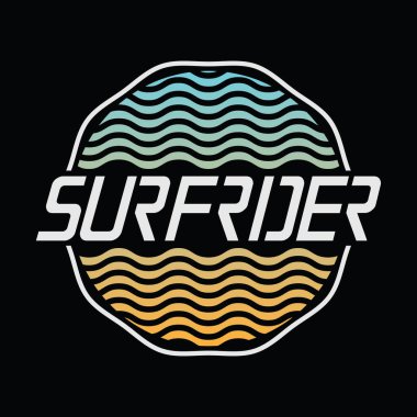 Sörfçü çizimi tipografisi. Gömlek tasarımı için mükemmel.