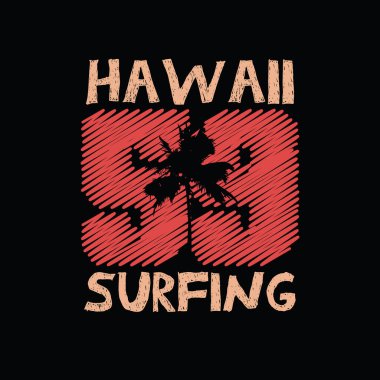 Hawaii sörf tipografi vektörü t-shirt tasarımı illüstrasyonu 