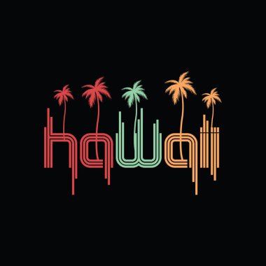 Hawaii tipografi illüstrasyon tişört ve giysi tasarımı