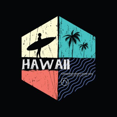 Hawaii çizim tipografisi. Gömlek tasarımı için mükemmel.