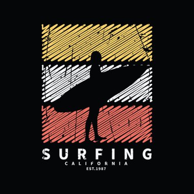 Resimli sörf tipografisi. Gömlek tasarımı için mükemmel.