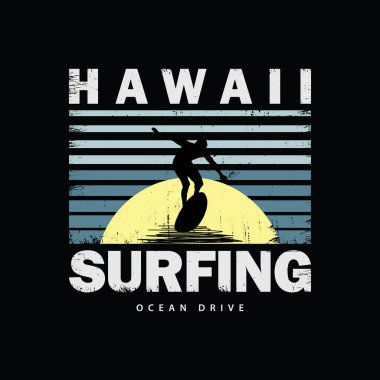 Hawaii çizim tipografisi. Gömlek tasarımı için mükemmel.
