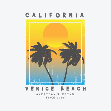 California venice beach illustration t-shirt and apparel design