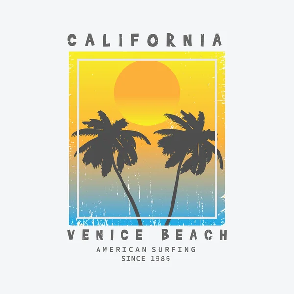 California Venice Beach Illustration Shirt Apparel Design — Stock vektor