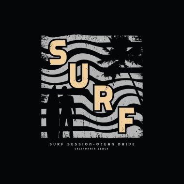 Sörf California illüstrasyon tipografisi. Gömlek tasarımı için mükemmel.