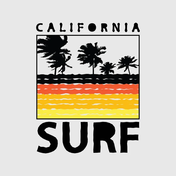 California Surf Shirt Design Vestuário — Vetor de Stock