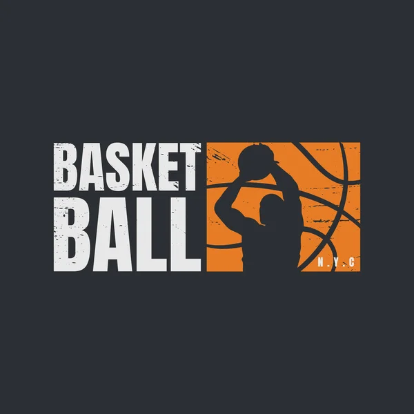 Basketbol Illüstrasyon Tipografi Tişörtü Giyim Tasarımı — Stok Vektör
