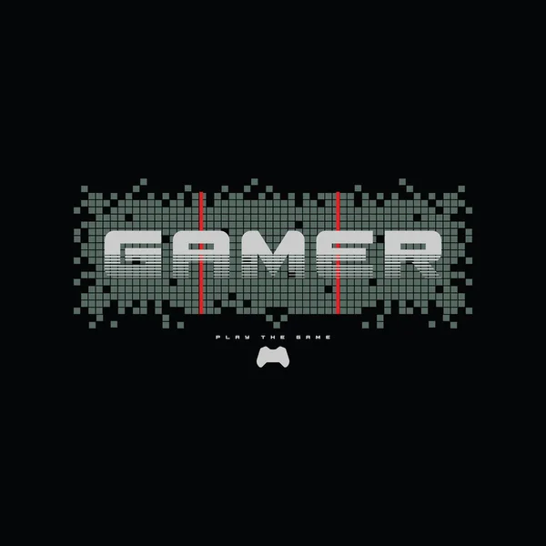 Gamer Typography Illustration Shirt Poster Logo Sticker Apparel Merchandise — Stock Vector