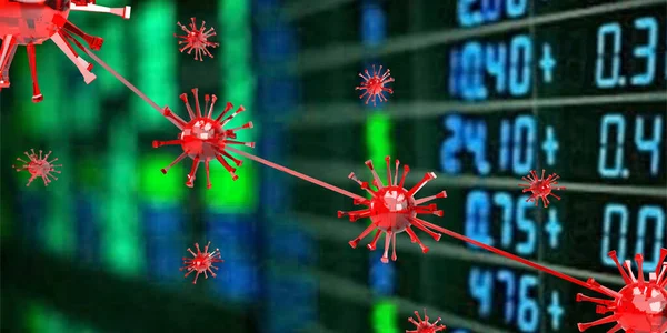 Borsa Ticaret Grafiği Finans Piyasası Numarası Kırmızı Virüs Covid Delta — Stok fotoğraf