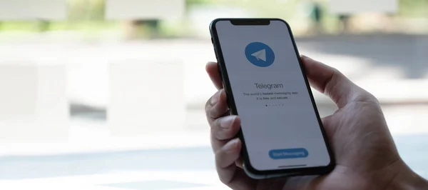 Chiang Mai Thailand May 2020 Значок Приложения Telegram Экране Apple — стоковое фото