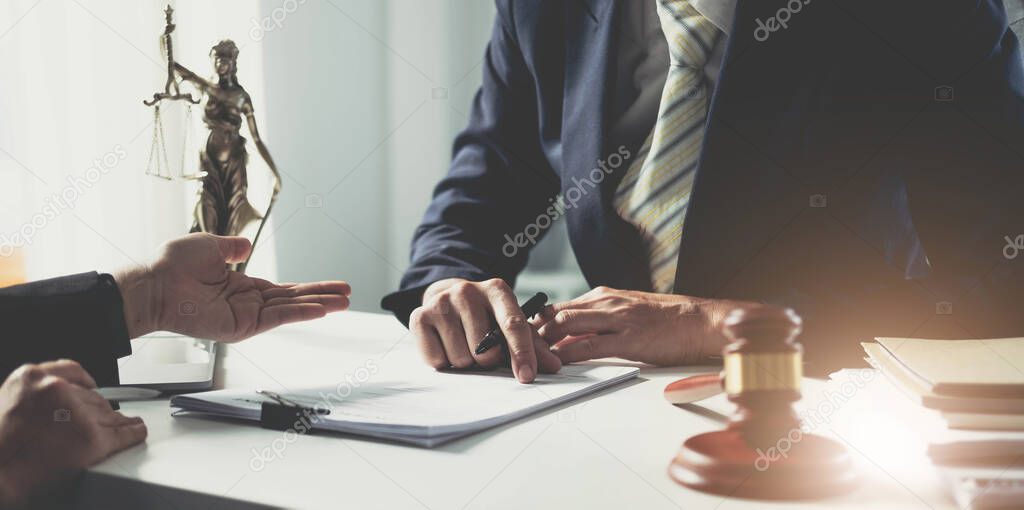 Businesswoman and lawyer discuss the contract document. Treaty of the law. Sign a contract business